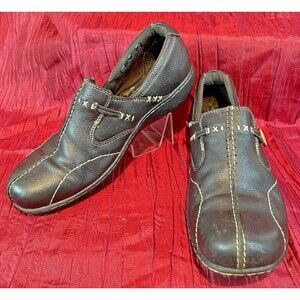Womens Clarks Bendables Brown Leather Slip-On Comfort Shoes sz 8M